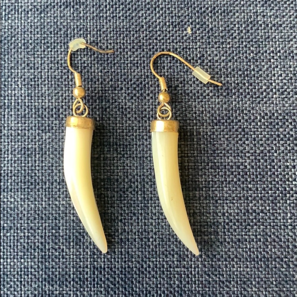 Gold with White Stone Earrings